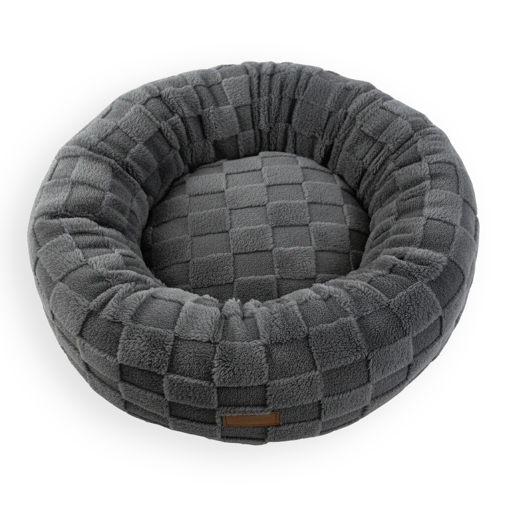 Nature First Checkra Round hondenmand rond 51cm graphite grey pluche