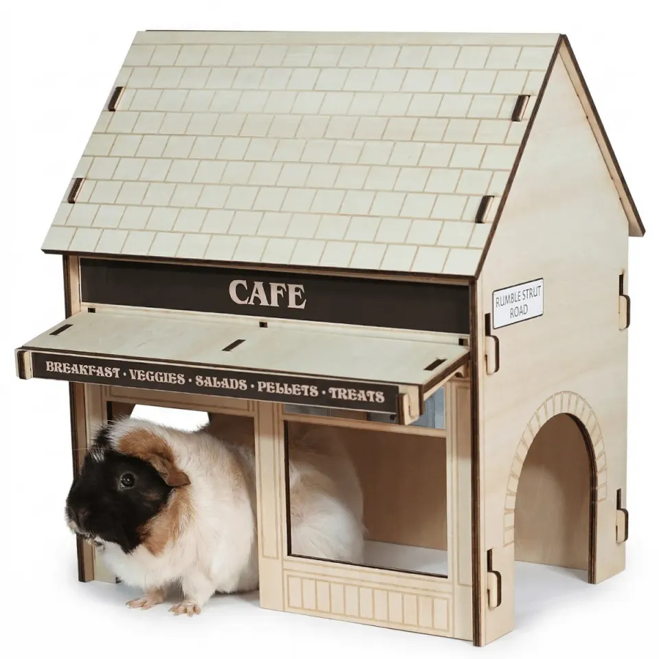 HayPigs Guinea Pig Café schuilhuis hout 34x22x39cm knaagbaar