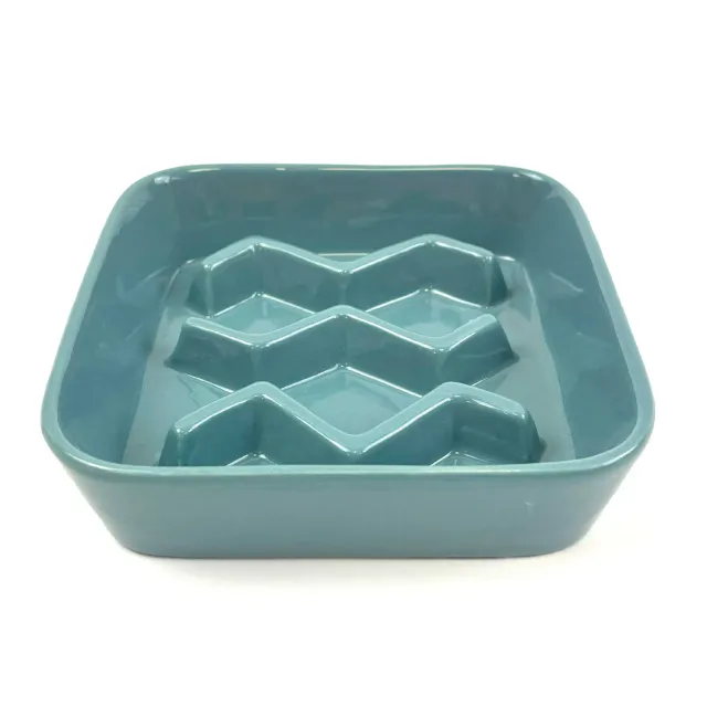 Nature First Chevron voerbak slow feeder blauw dolomiet antischrok
