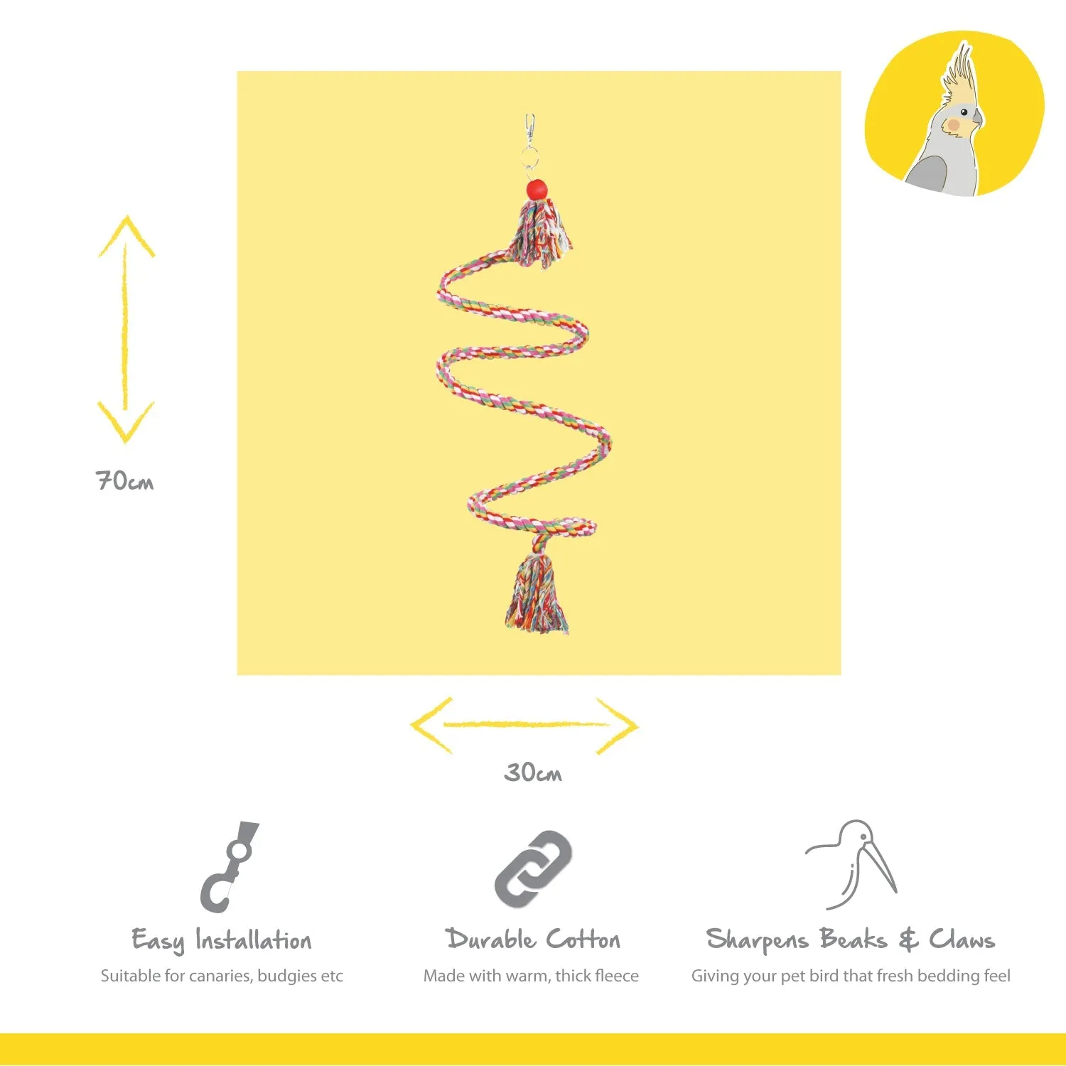 Nature First Spiral zitstok katoen flexibel voor vogels