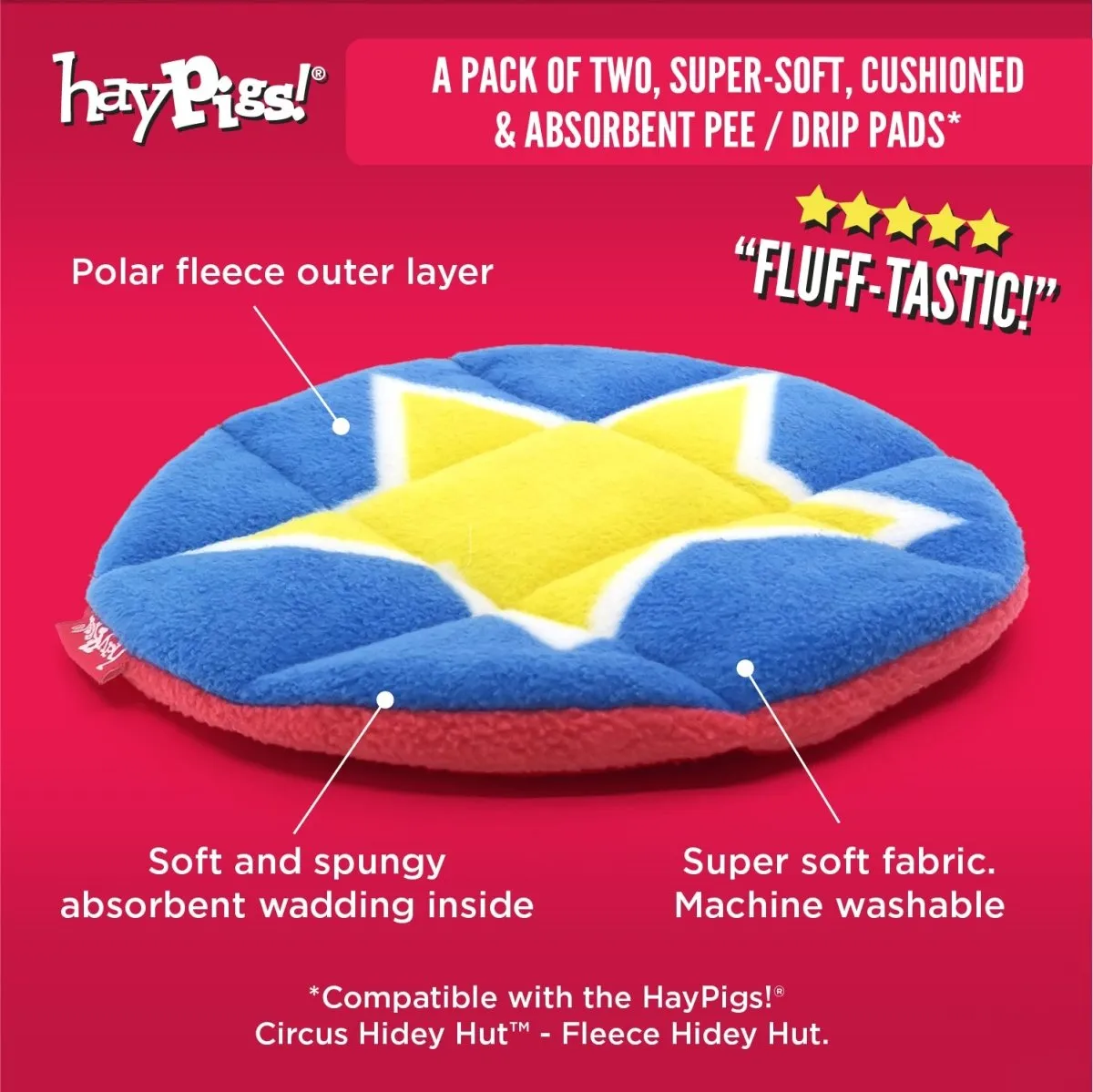 HayPigs Circus Pee Pads plasmatten 2 stuks 22cm fleece