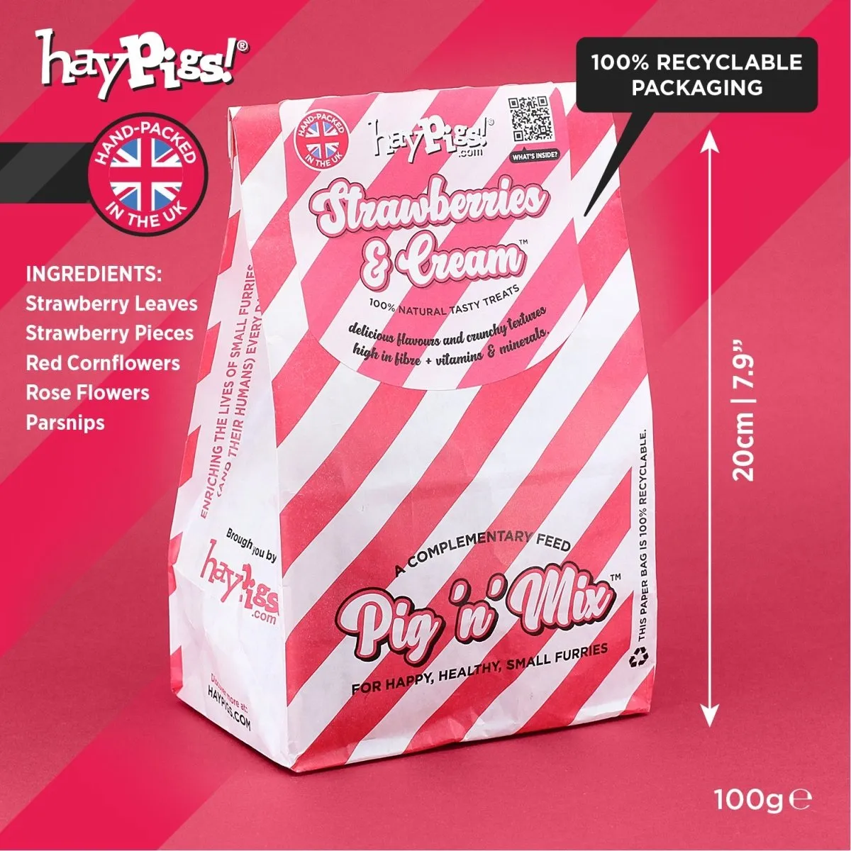 HayPigs Strawberries Cream kruidenmix 6 x 100g aardbei