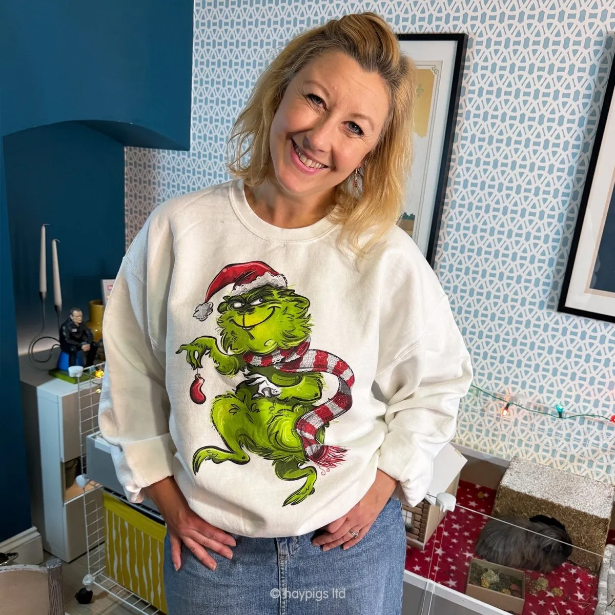 HayPigs The Green Grump sweater unisex kerst katoen