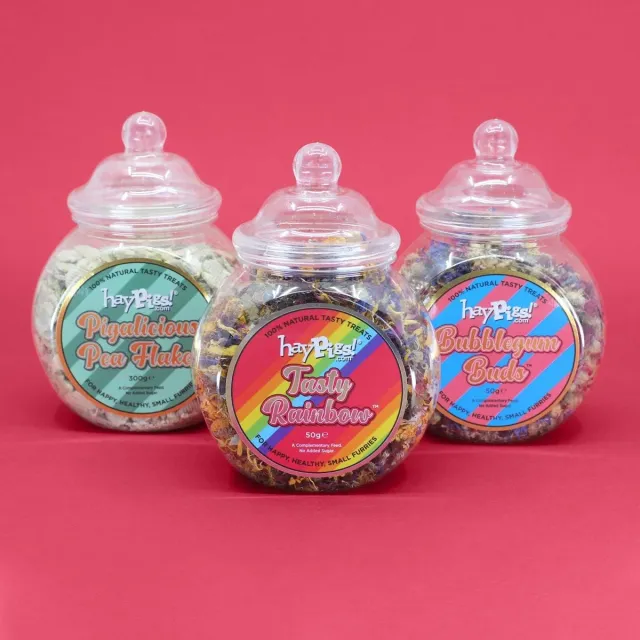 HayPigs Pig'n'Mix snackpotjes 3 stuks erwten regenboog bubblegum