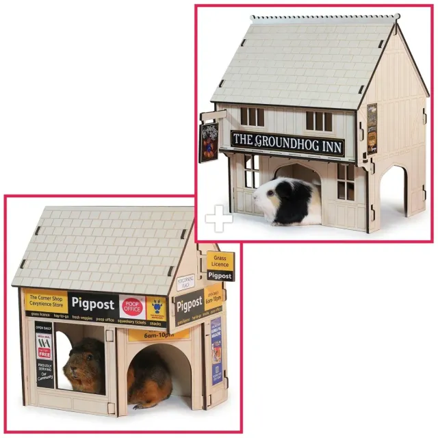 HayPigs Village Groundhog Inn Corner Shop schuilhuisjes 2-pack
