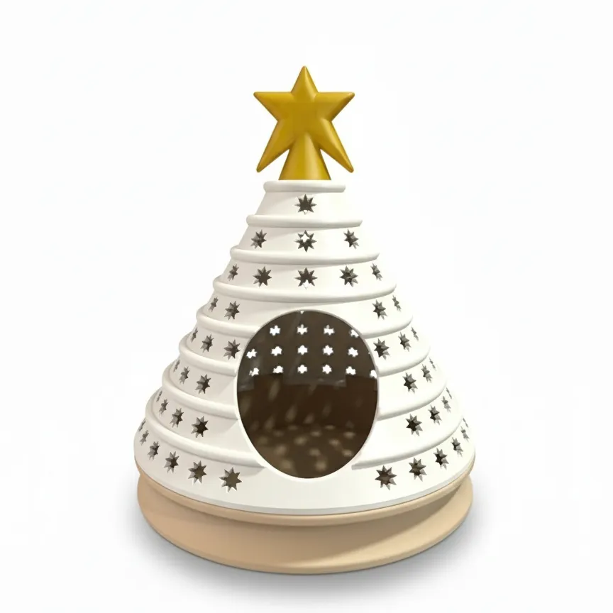Niborprints Kerstboom huis goud groen 20x24 cm