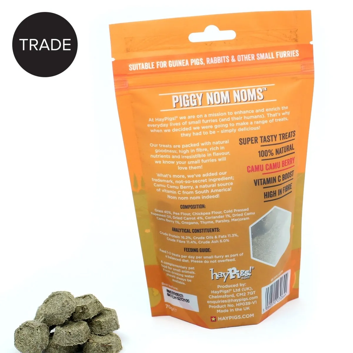 HayPigs Piggy Nom Noms snacks 20x70g bosbes wortel vezel