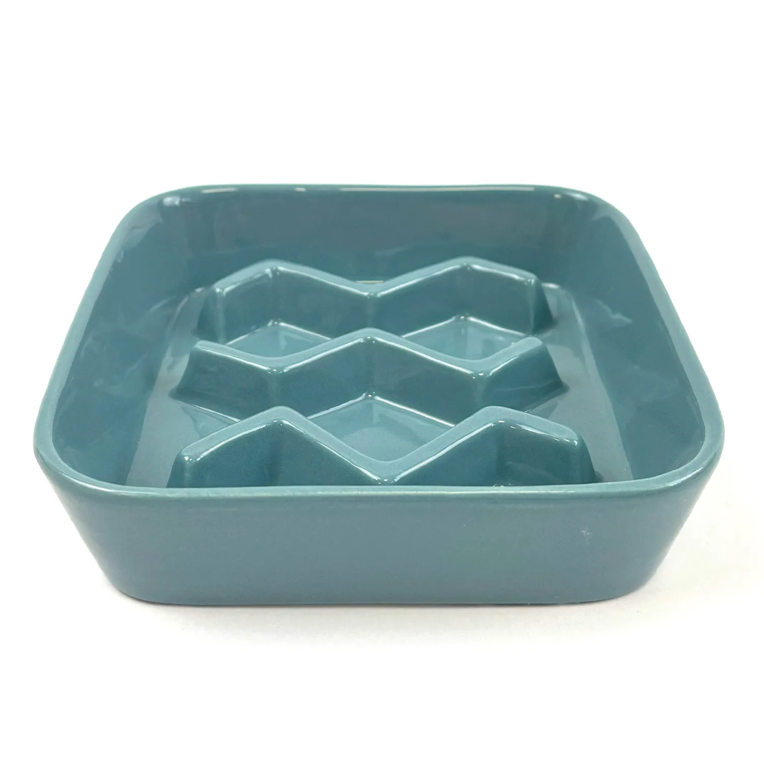 Nature First Chevron voerbak slow feeder blauw dolomiet antischrok