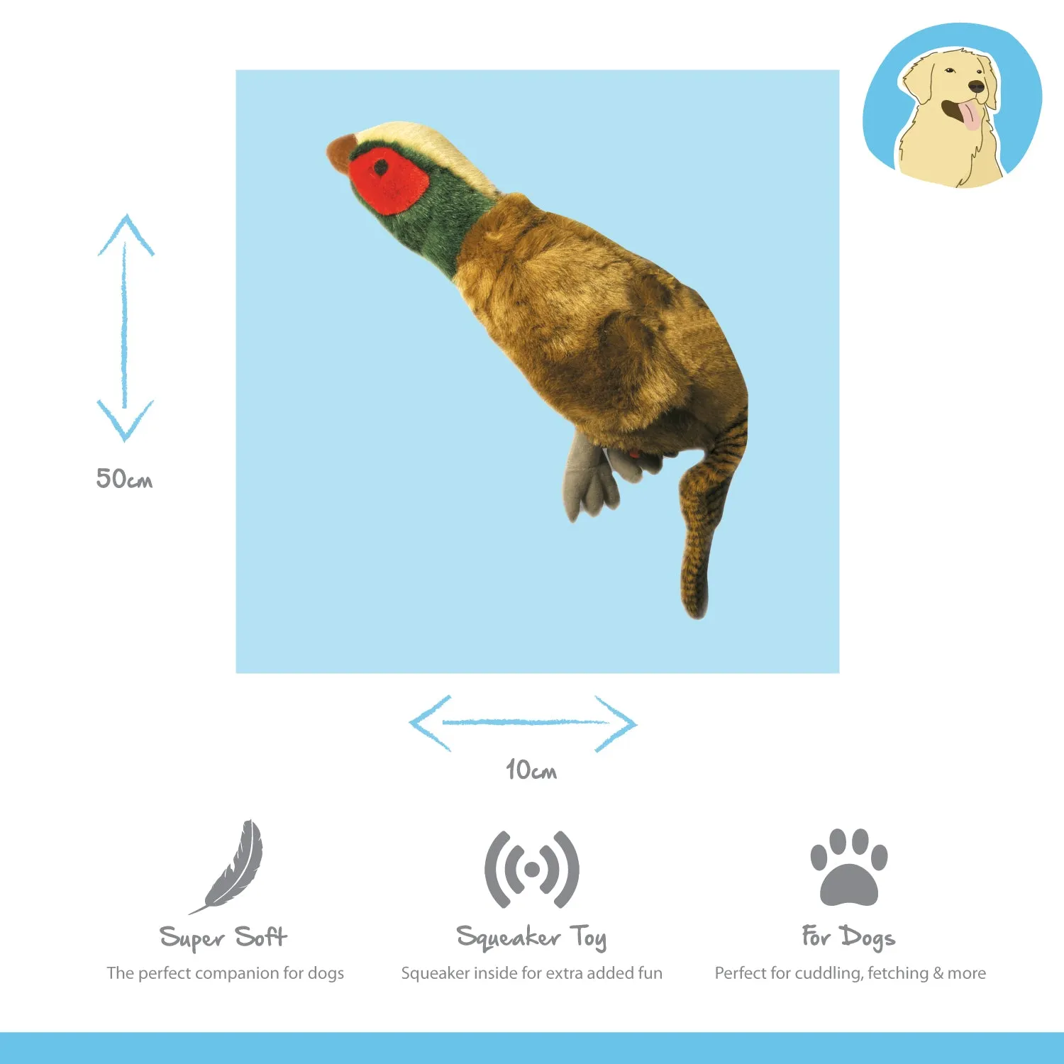 Nature First Migrator Pheasant hondenspeelgoed zacht met piep