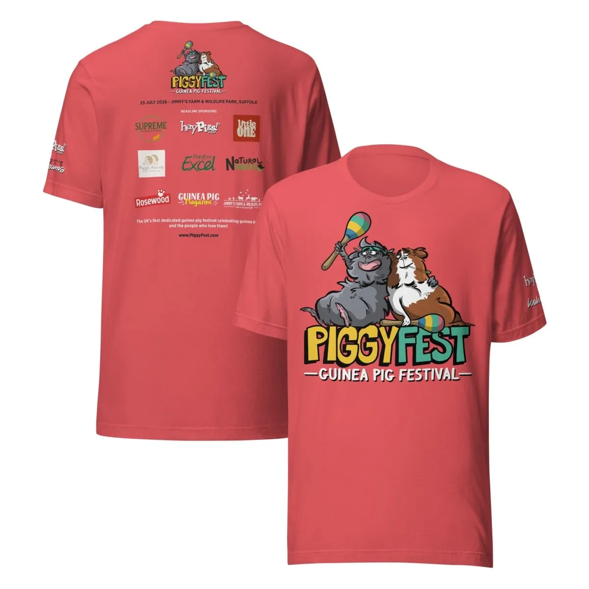 HayPigs Piggy Fest 2026 T-shirt unisex rood katoen