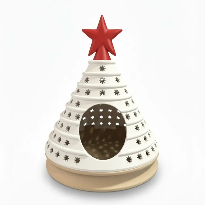 Niborprints Kerstboom huis goud groen 20x24 cm