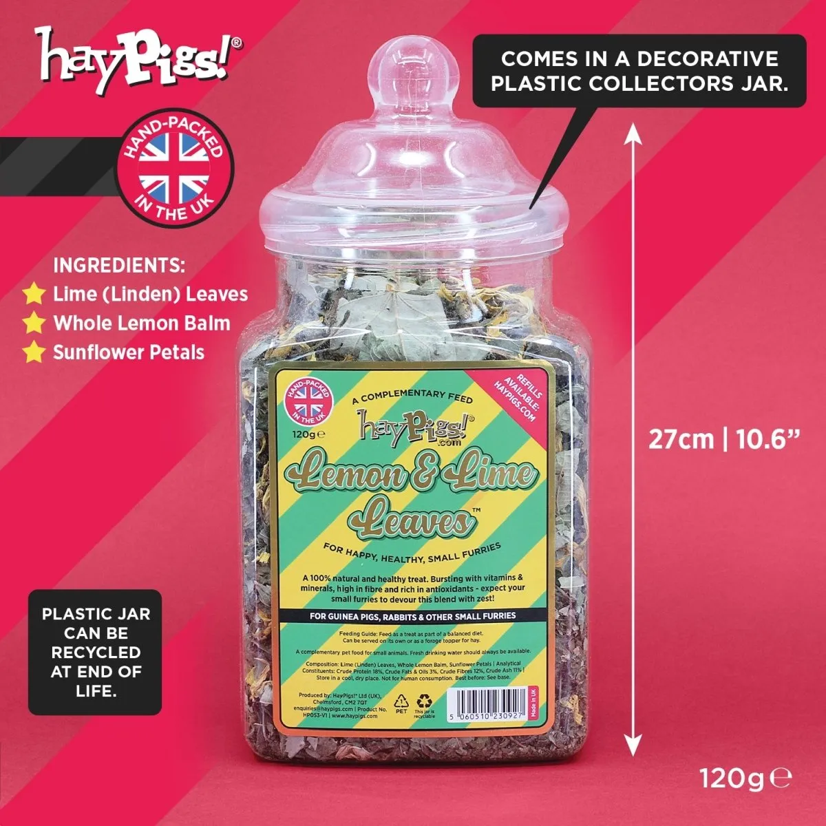 HayPigs Pig 'n' Mix Lemon & Lime Leaves snack 120g pot citrus
