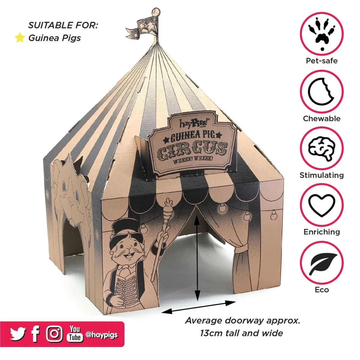 HayPigs Pig Top Playhouse schuilhuis 3 stuks karton 33cm