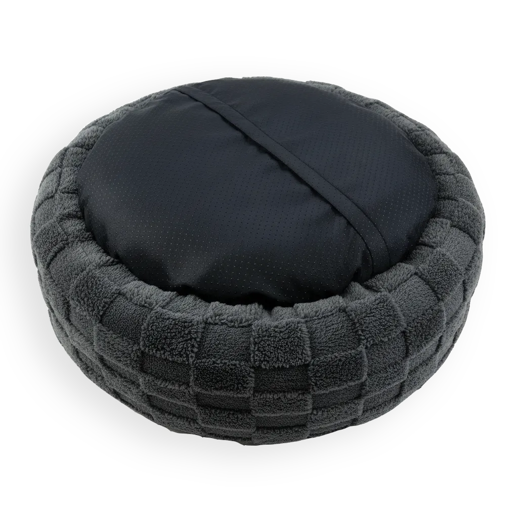 Nature First Checkra Round hondenmand rond 51cm graphite grey pluche
