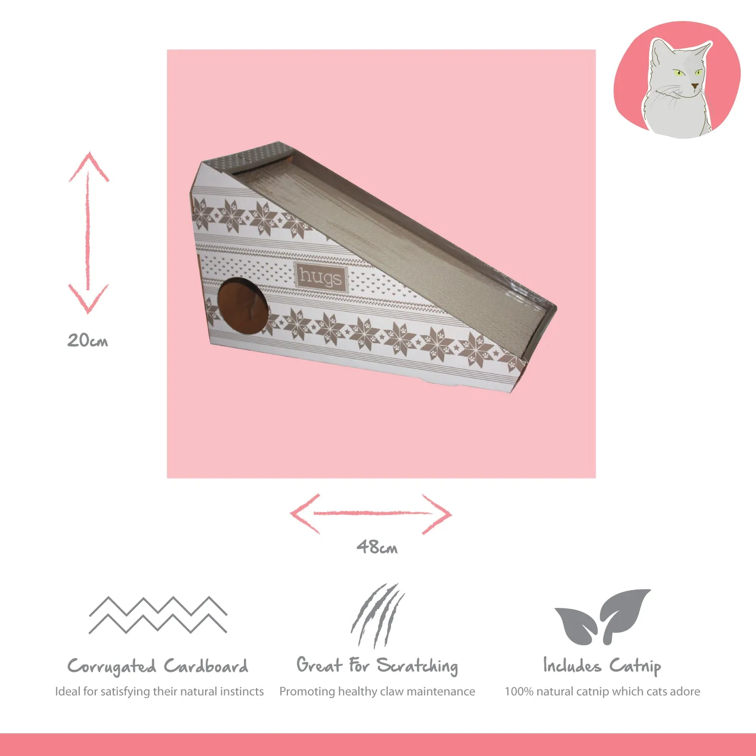Nature First Ramp Cardboard krabplank karton met catnip