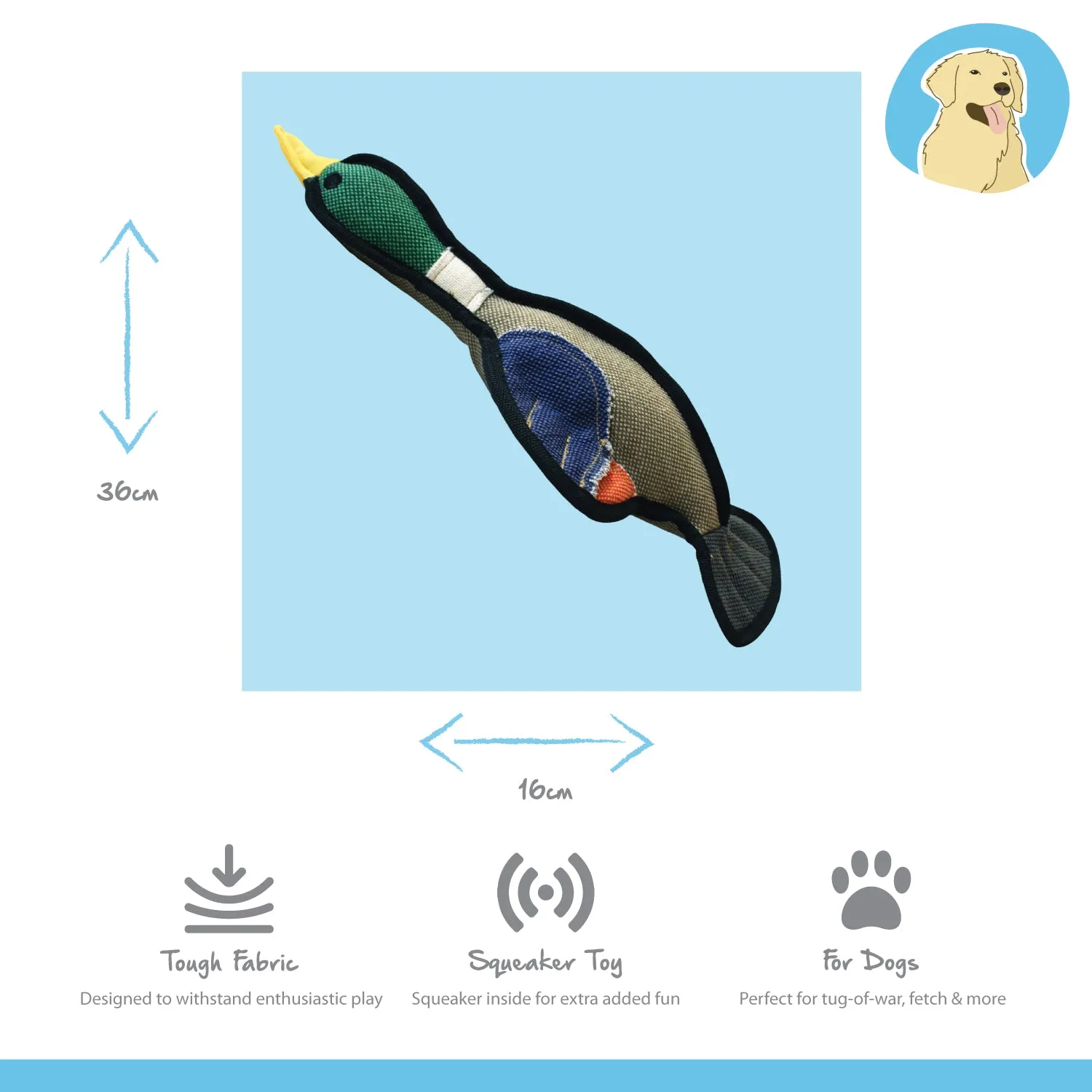 Nature First Gaudy Game Mallard hondenspeelgoed stevig met piep