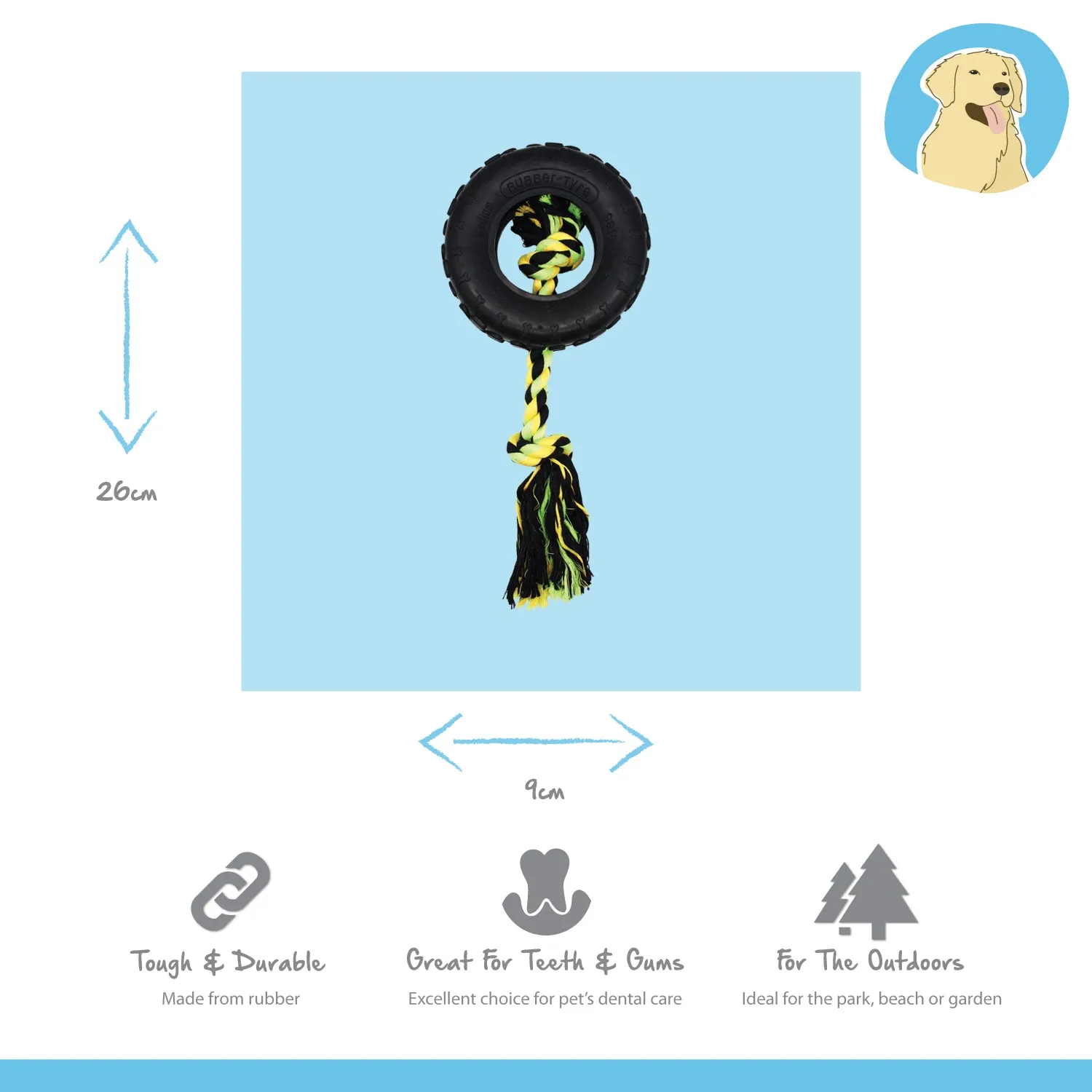 Nature First Grrrelli Tyre Tugger trekspeeltje hond rubber