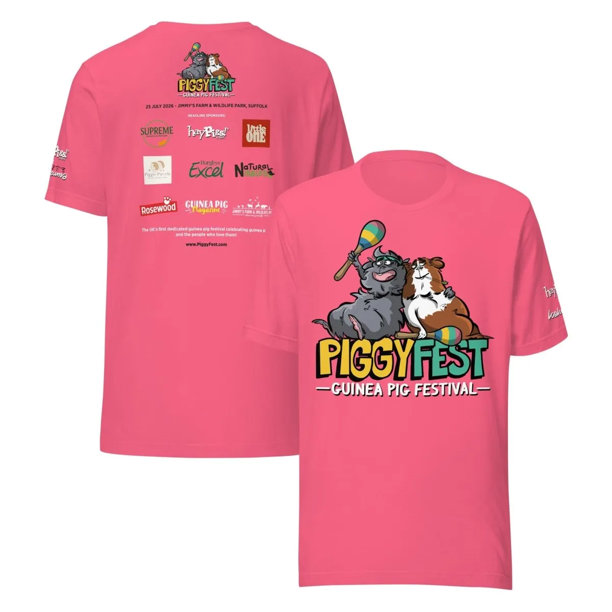 HayPigs Piggy Fest 2026 T-shirt unisex roze