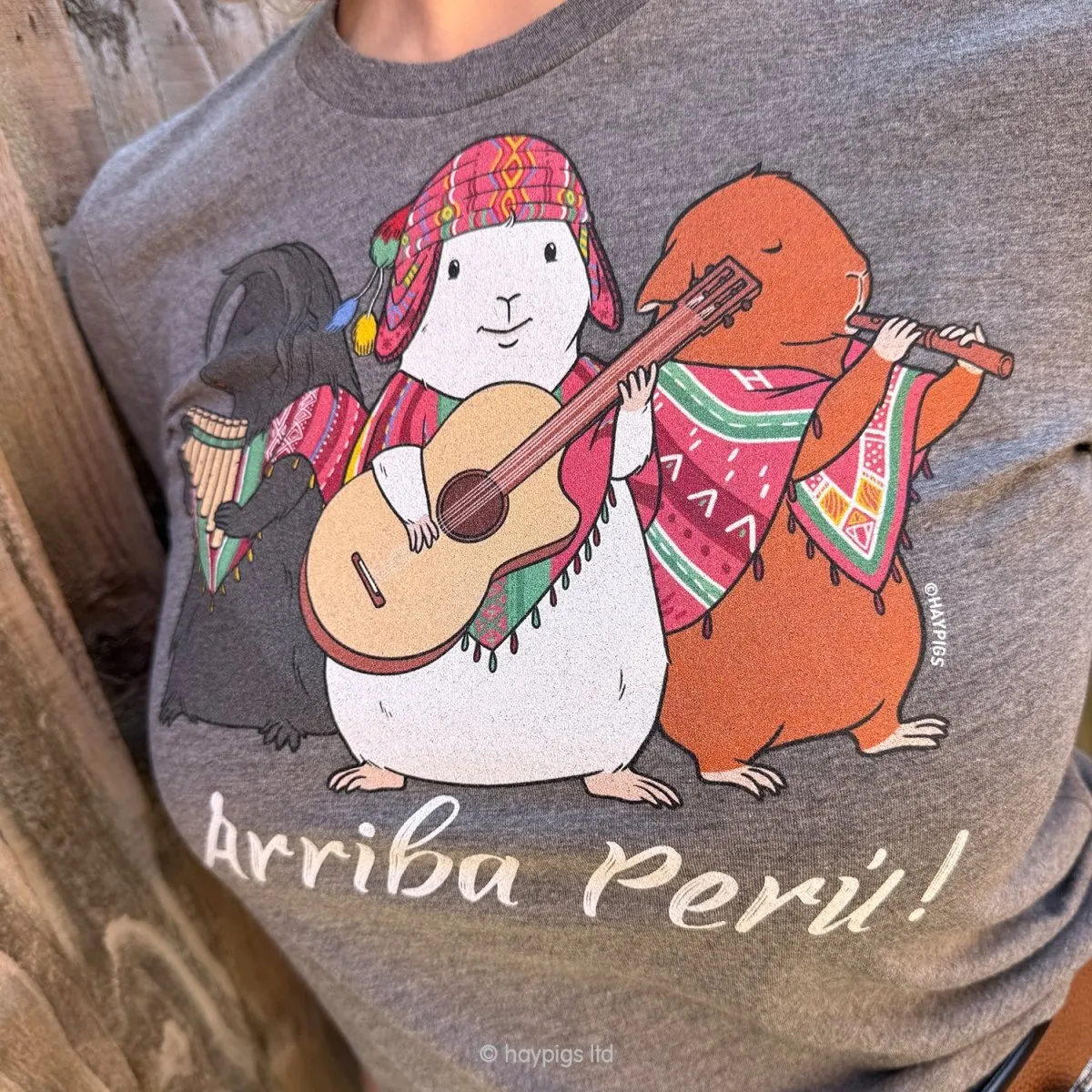 HayPigs Arriba Peru T-shirt cavia unisex grijs triblend