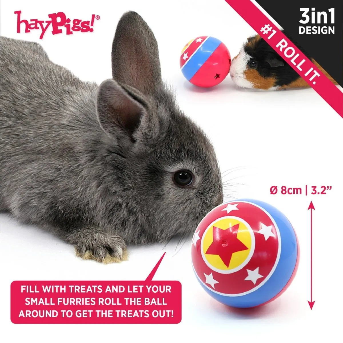 HayPigs Circus Treat Ball snackbal 3-in-1 kunststof