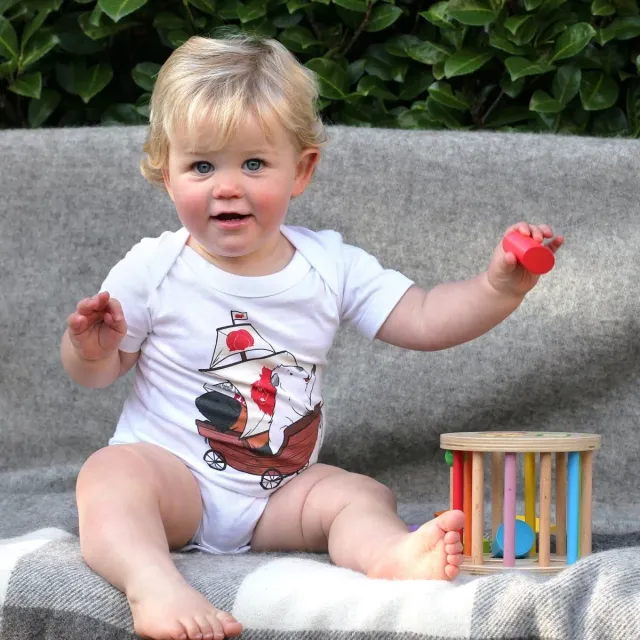HayPigs Horizon romper baby wit korte mouw