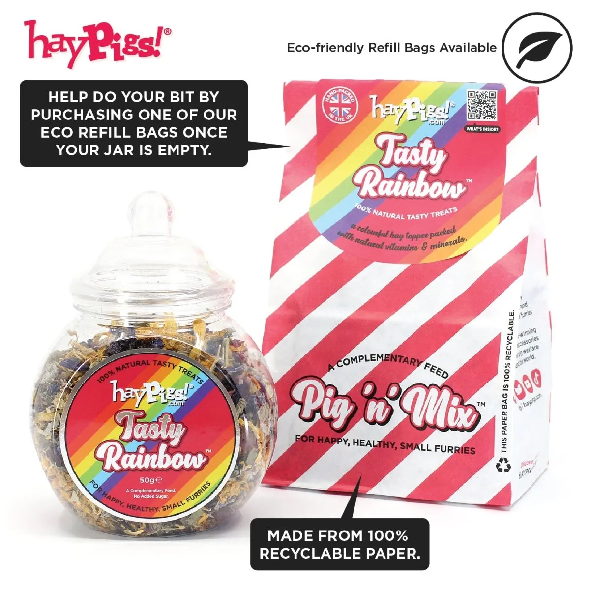 HayPigs Tasty Rainbow kruidenmix bloemen 50g verzamelpot