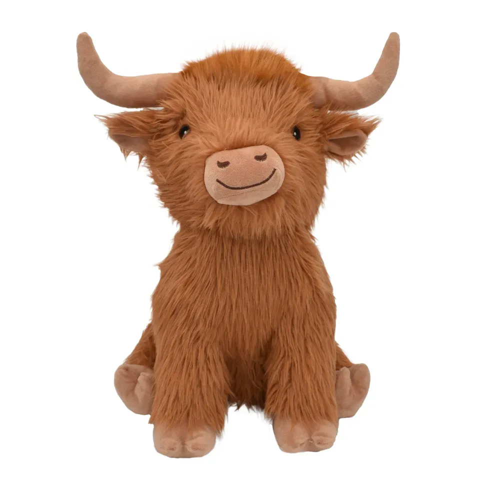 Nature First Highland Cow Jumbo hondenknuffel bruin met piep
