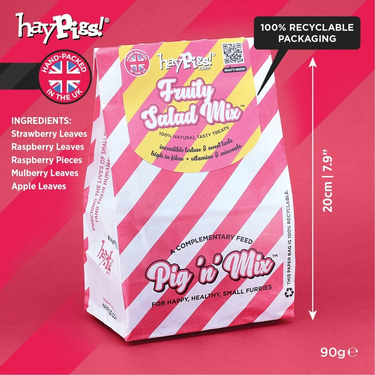 HayPigs Fruity Salad Mix cavia snack 90g fruitblaadjes