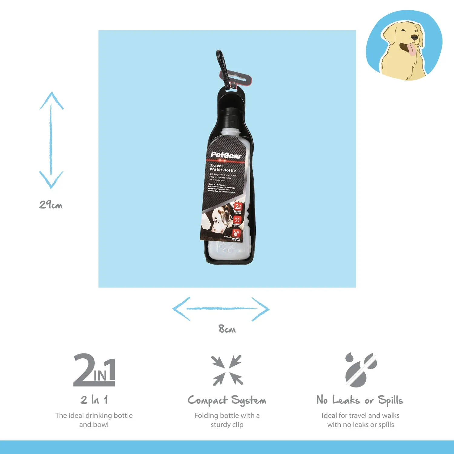 Nature First Travel drinkfles hond lekvrij met bakje