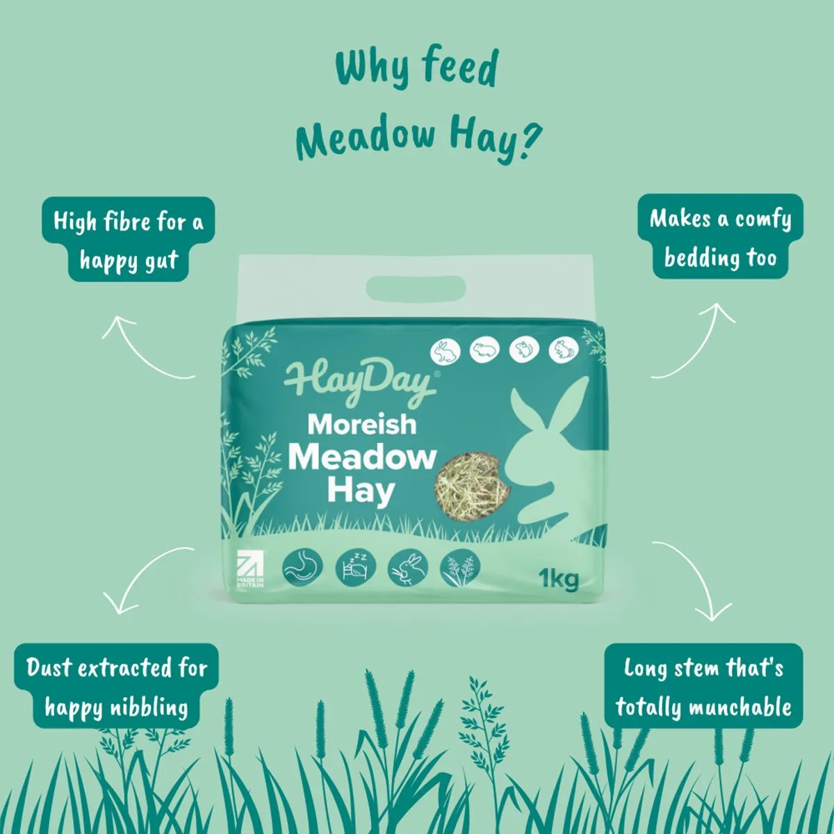 HayDay Moreish Meadow weidehooi 1 kg vezelrijk zacht
