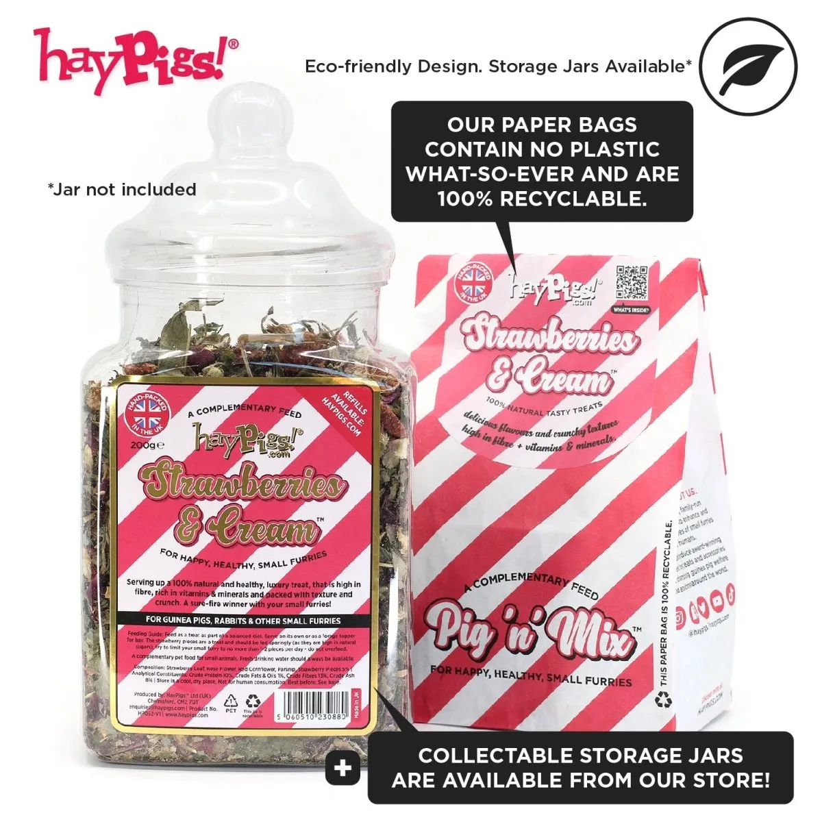 HayPigs Strawberries Cream kruidenmix 6 x 100g aardbei