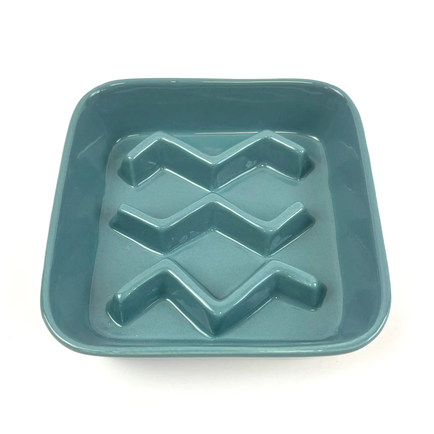 Nature First Chevron voerbak slow feeder blauw dolomiet antischrok
