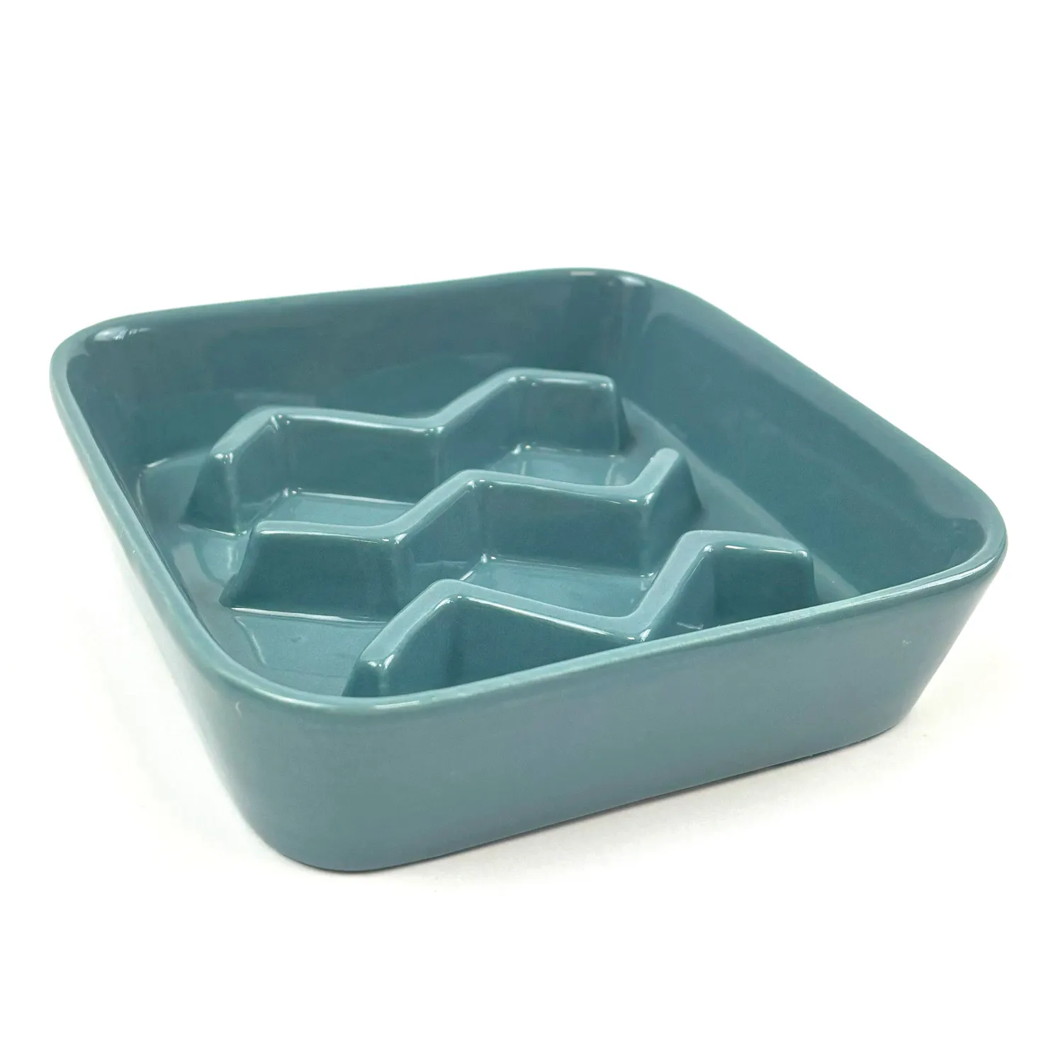 Nature First Chevron voerbak slow feeder blauw dolomiet antischrok